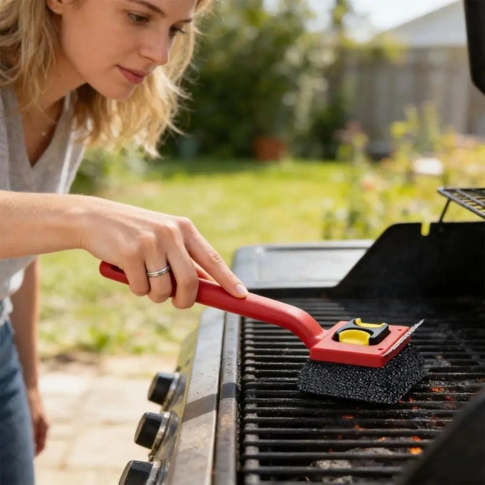 Nerezový grilovací kartáč na čištění grilu Vyměnitelné podložky Kartáč na odstraňování mastnoty Pro domácí použití