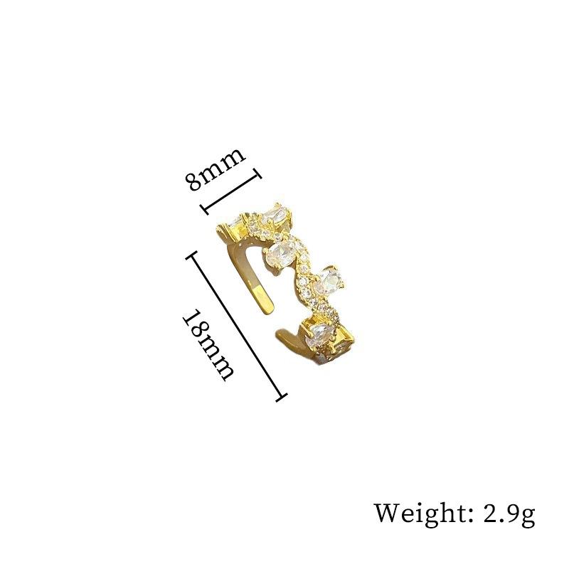 

Real Gold Branch Zircon Fashion Ring Opening Adjustable Simple Jewelry Japanese Ring Couple Ring adjustable opening