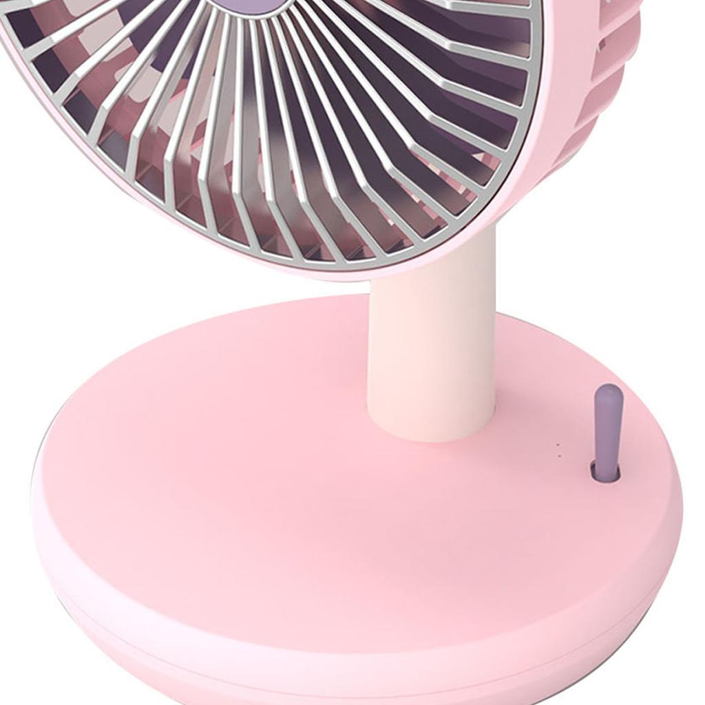 Desk Fan 3 Speed USB Charging Simple 1200mAh Quiet Portable Table Fan for Office Outdoor Home Pink