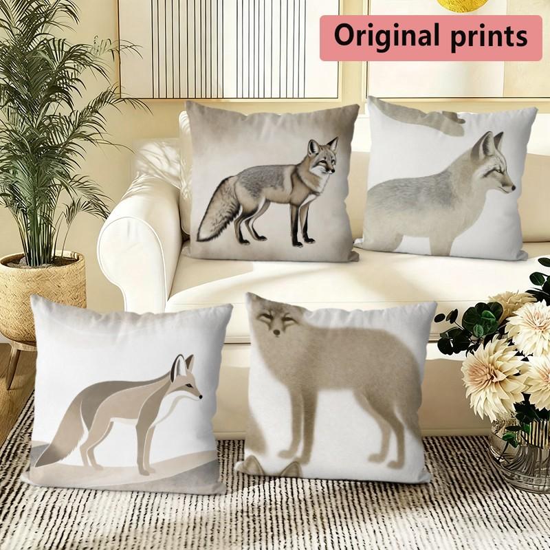 Fox Print Throw Pillow Covers Pattern Cushion Cover Suitable for Sofa Bedroom Car Pillow Cover