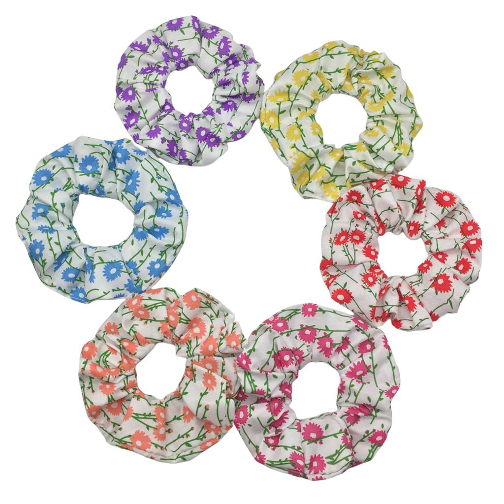 6pcs/lot Hair Scrunchies Bands Scrunchy Ties Ropes Ponytail Holder for Women Accessories Fabric Headwear Ditsy Floral Sweet Cute