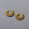 Wind Same Copper-Plated 18K Real Gold Woven Big Moon Hollow Ear Buckle Geometric C-Shaped Earrings Women