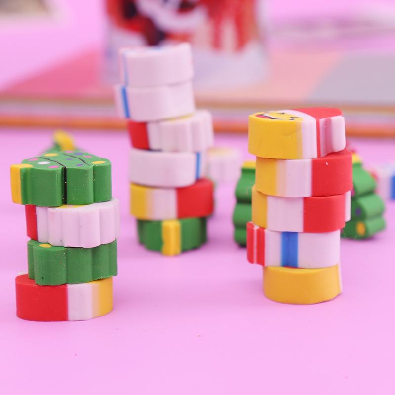 Christmas Cartoon Erasers: Santa, Tree, Snowflake - Kids' Holiday Gifts & Decorations