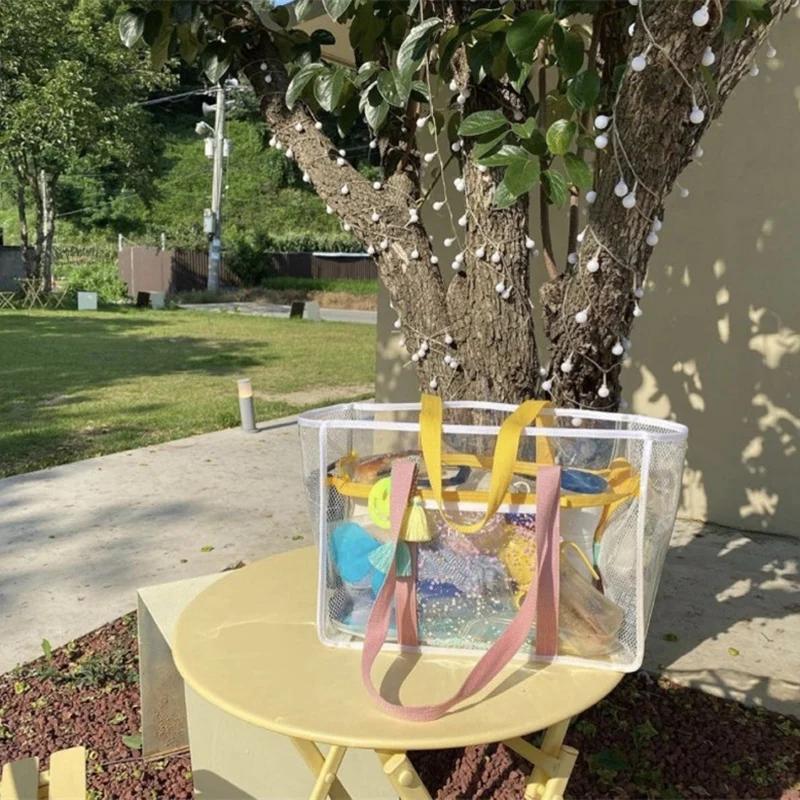 Children Sand Away Protable Transparent Bag Kids Toys Storage Bags Swimming Large Beach Bag for Towels Women Cosmetic Makeup Bag