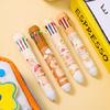 2Pcs Cartoon Kapibara Ten-color Round Beads Creative Press-type Multi-color Marker Pen Hand Account Pen