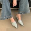 Fashion Elegant Black Pointed Toe Modern Slippers Women Fashion Strange Style Design Brand Slide Sandal Comfortable Commuter Office Shoe