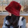 Thick Plush Berets Faux Rabbit Fur Fisherman Hat Women Autumn Winter Warm Thickened Bucket Hats Panama Plush Basin Cap Beanies