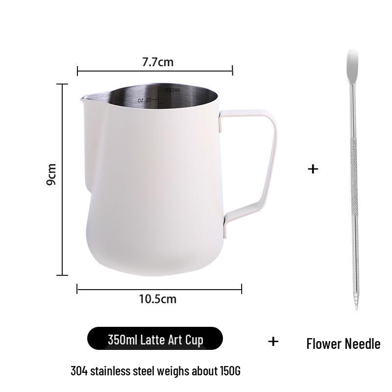 Pin Chuang 304 Stainless Steel Latte Art Cup with Scale, Pointed Spout, and Thickened Milk Frothing Design