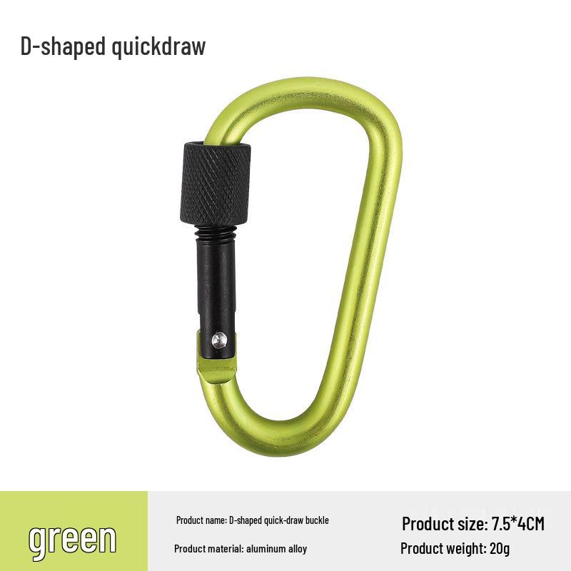 Aluminum Alloy Carabiner Quickdraw with Lock – Keychain D-Ring Hook & Backpack Buckle for Water Bottle or Wind Rope.