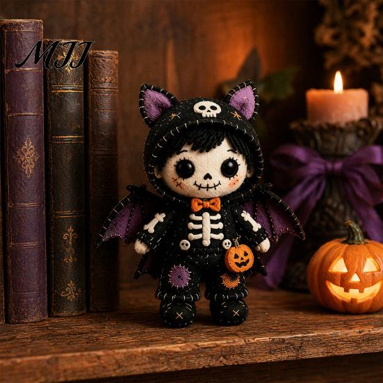 Bastelset für Kinder und Erwachsene Skelett Hexe Patchwork-Set, Gothic Mädchenpuppe DIY Gruselige Halloween-Näherei für Erwachsene Teenager Handgemachtes Geschenk Handarbeits-Starter