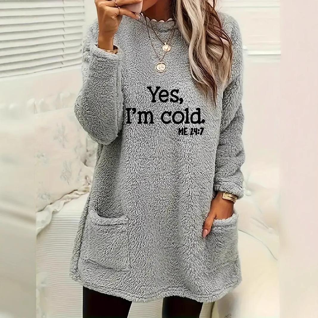 

Женская толстовка с принтом в виде рождественской елки, круглым вырезом, свободным длинным рукавом и карманом из плюша XXXXL