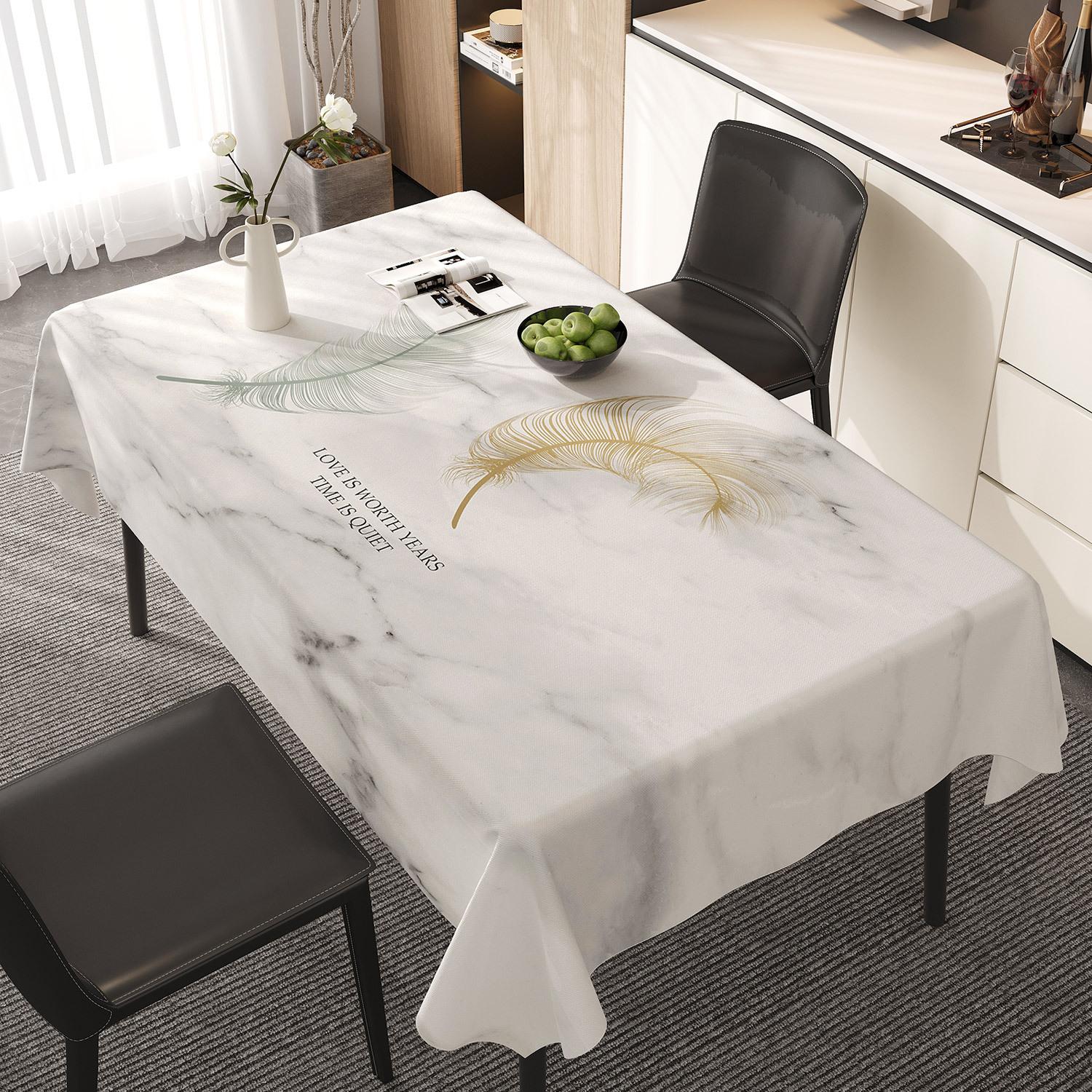 Nordische Stijl Tafelkleed Marmerpatroon Waterdicht Oliebestendig Nieuw Licht Luxe Premium Wasvrij Hittebestendig Eettafelkleed 120x160cm