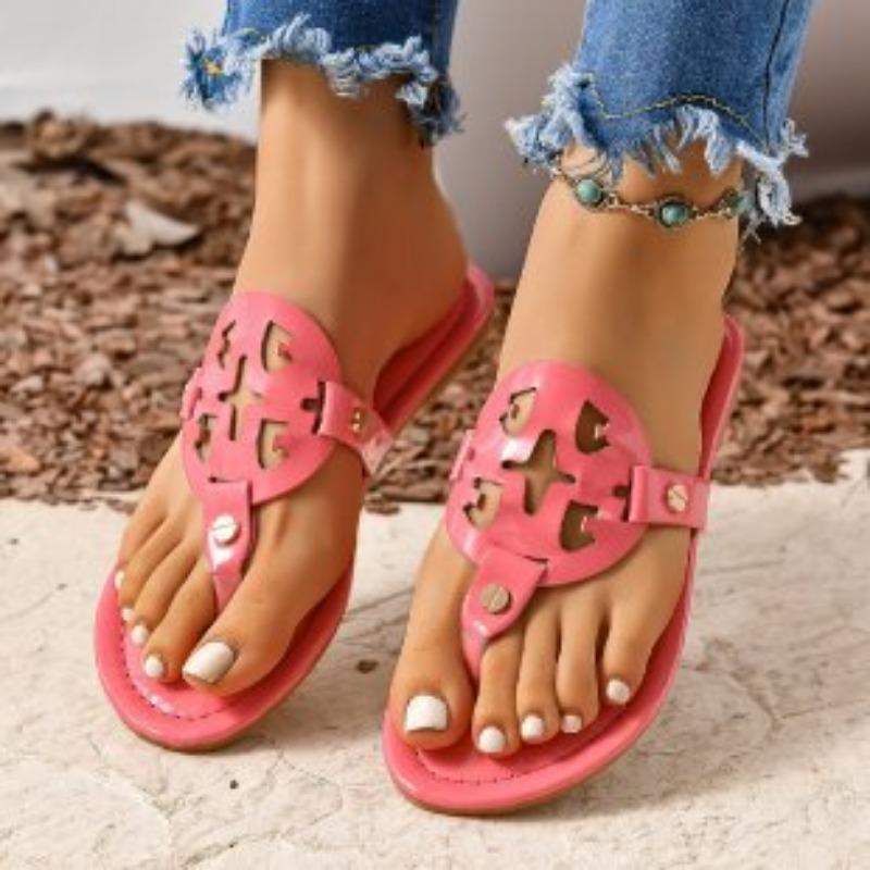 Snake pattern pinch slippers women's new summer large size casual women's flat bottom beach herringbone cool slippers