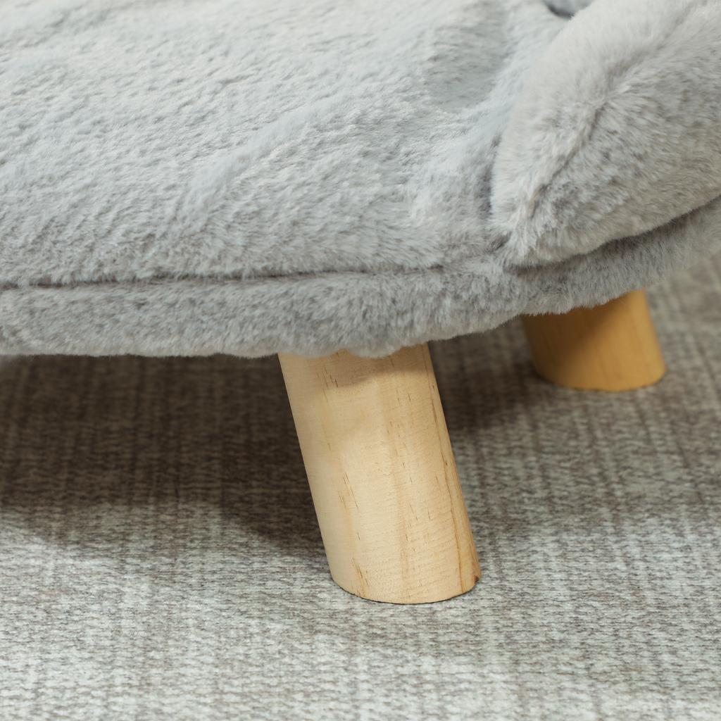 Removable Plush Sofa Bed for Dogs and Cats with Backrest, 47x40x20 Cm, Grey