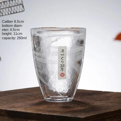 Japanese Household Japanese Style Handmade Smudge Cloud Hammer Pattern Glass Water Glass Wine Glass Teacup 1PC