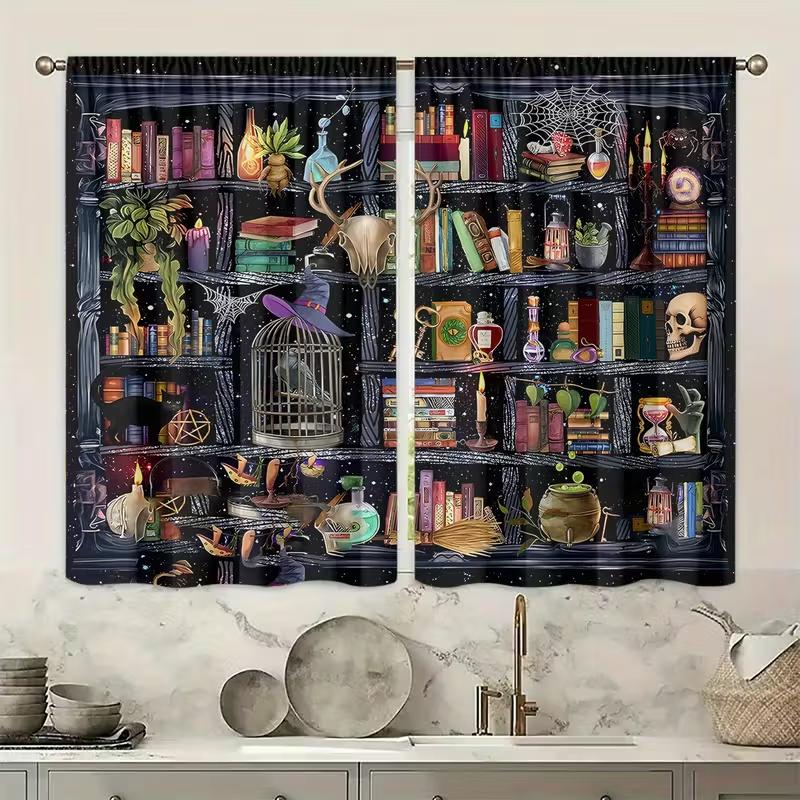 2 Pcs Magic Birdcage print curtains,suitable for bedroom,living room kitchen decoration,home decoration,window decoration