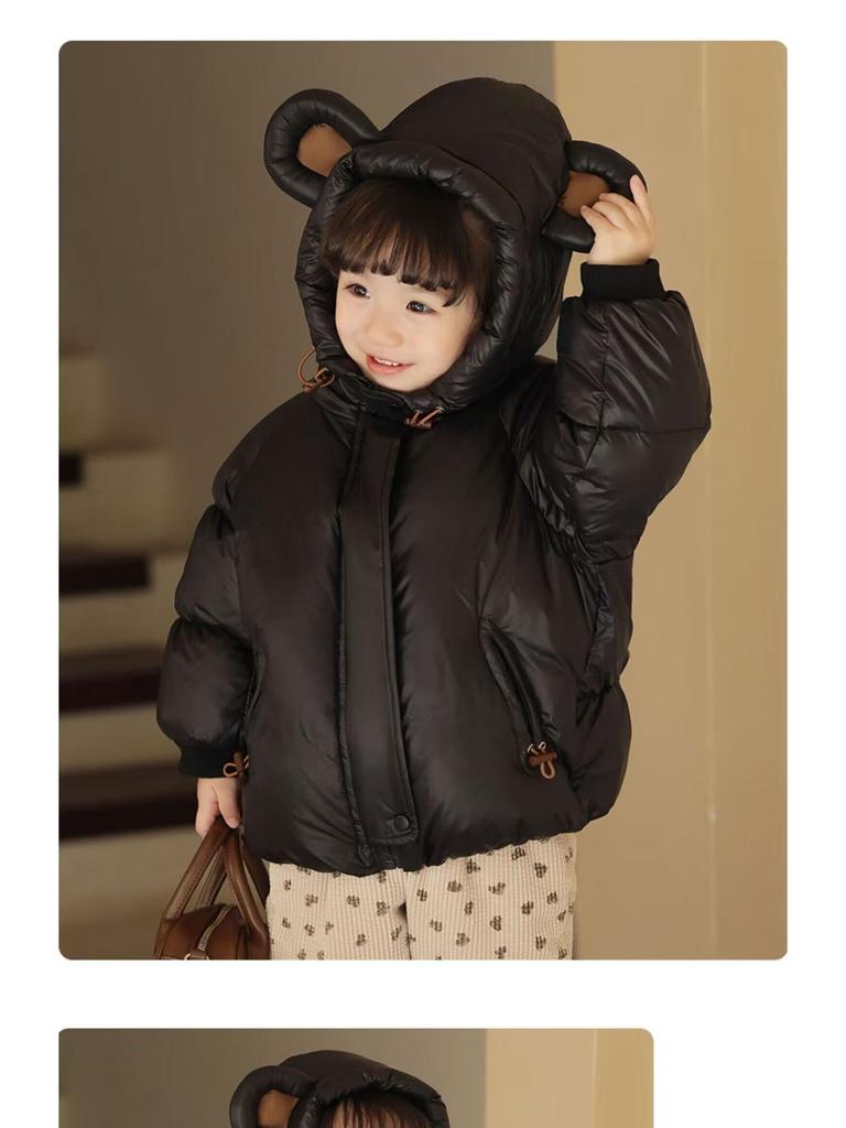 Infant Cotton-Padded Jacket with Fur Collar for 1-2 Year Olds