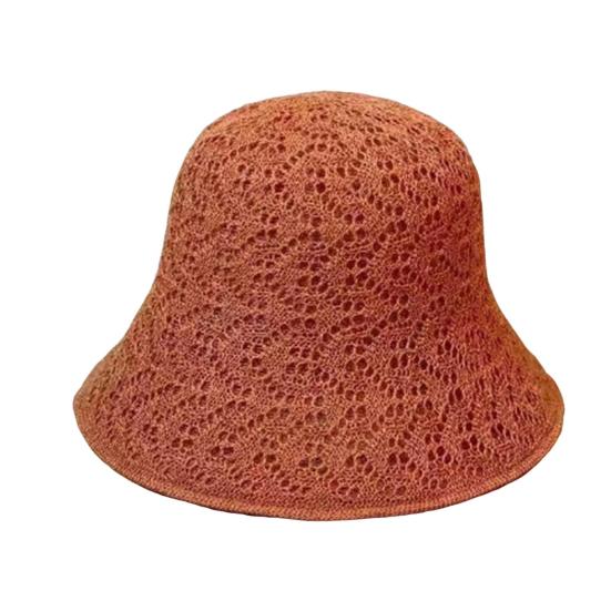 Women Fisherman Hat Hollowed-Out Design Sun Protection Hat Wide Brim Braided Basin Hat Summer Accessory