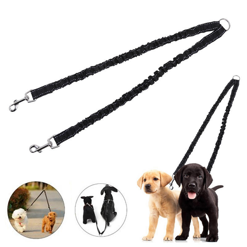 

Собака Нейлоновый ошейник Pet Lead Поводок Эластичная тяговая веревка с двойной головой