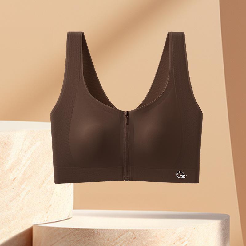 Shockproof Sports Underwear Women's Anti-sagging Front Zipper Bra Beautiful Back Thin Bra Push Up Bra