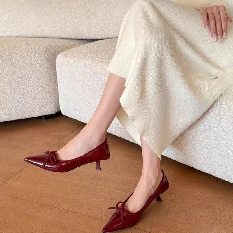 Fashion Solid Colour Classic Style New Women's Single Shoes Retro Simple Exquisite Workmanship Versatile Women's High-heeled Shoes