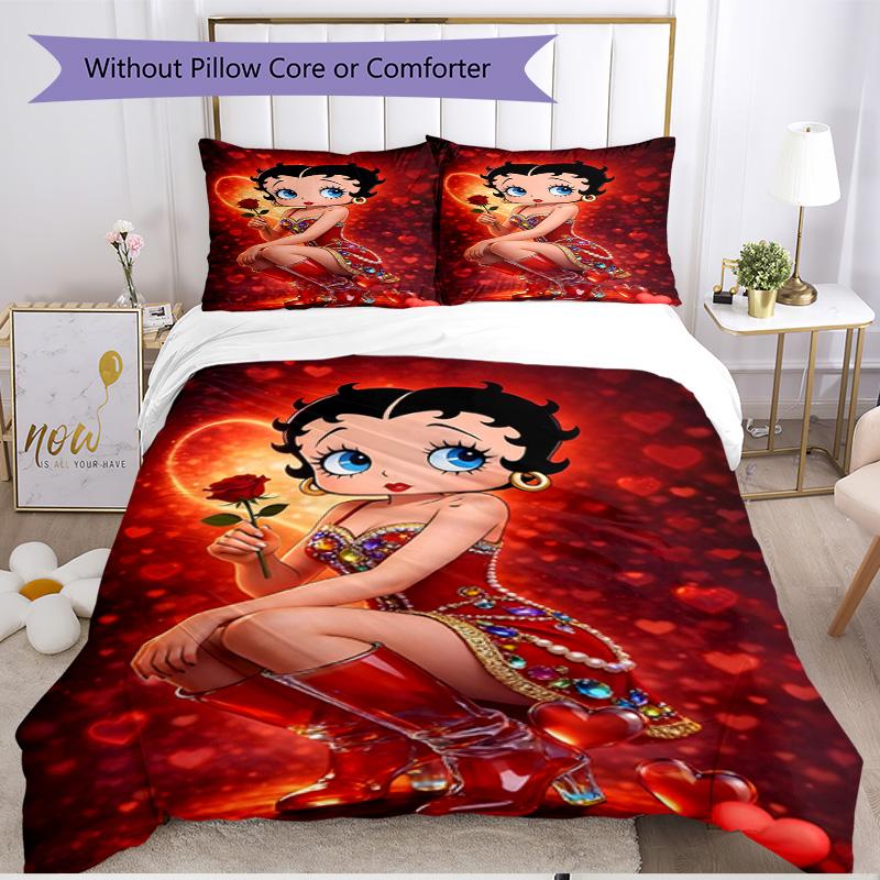 3pcs Duvet Cover Set (1*Duvet Cover + 2*Pillowcase, Without Core), Sexy Doll Print Soft All‑Season Bedding Set, Home Bedroom Decor Gift