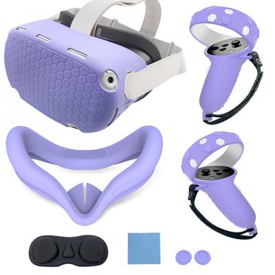 Kompatibel med Oculus Quest 2-tillbehör, VR-silikonansiktsskydd, VR-skal, Kompatibel med Quest 2 Touch Controller-greppskydd