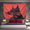Black Doberman Red Flowers Tapestry Wall Hanging Gothic Dog Portrait Decor for Bedroom Living Room Man Cave Unique Gift
