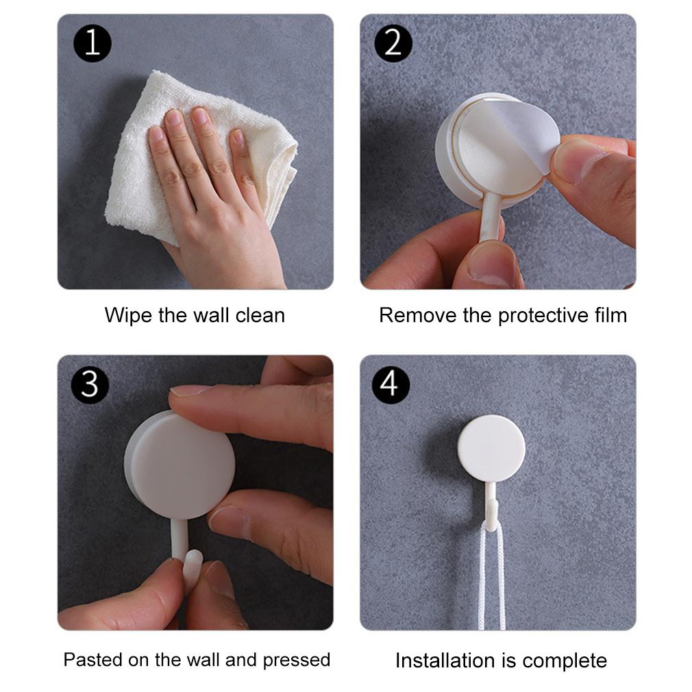 5Pcs Self Adhesive Wall Hook Strong Without Drilling Coat Bag Bathroom Door Kitchen Towel Hanger Punch-free Plastic Hooks Home Storage Accessories