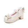 Leyana Lolita Tea Party Shoes Japanese Bow Thick Heel Round Head Student Shoes Maid Cos Princess Single Shoes Women