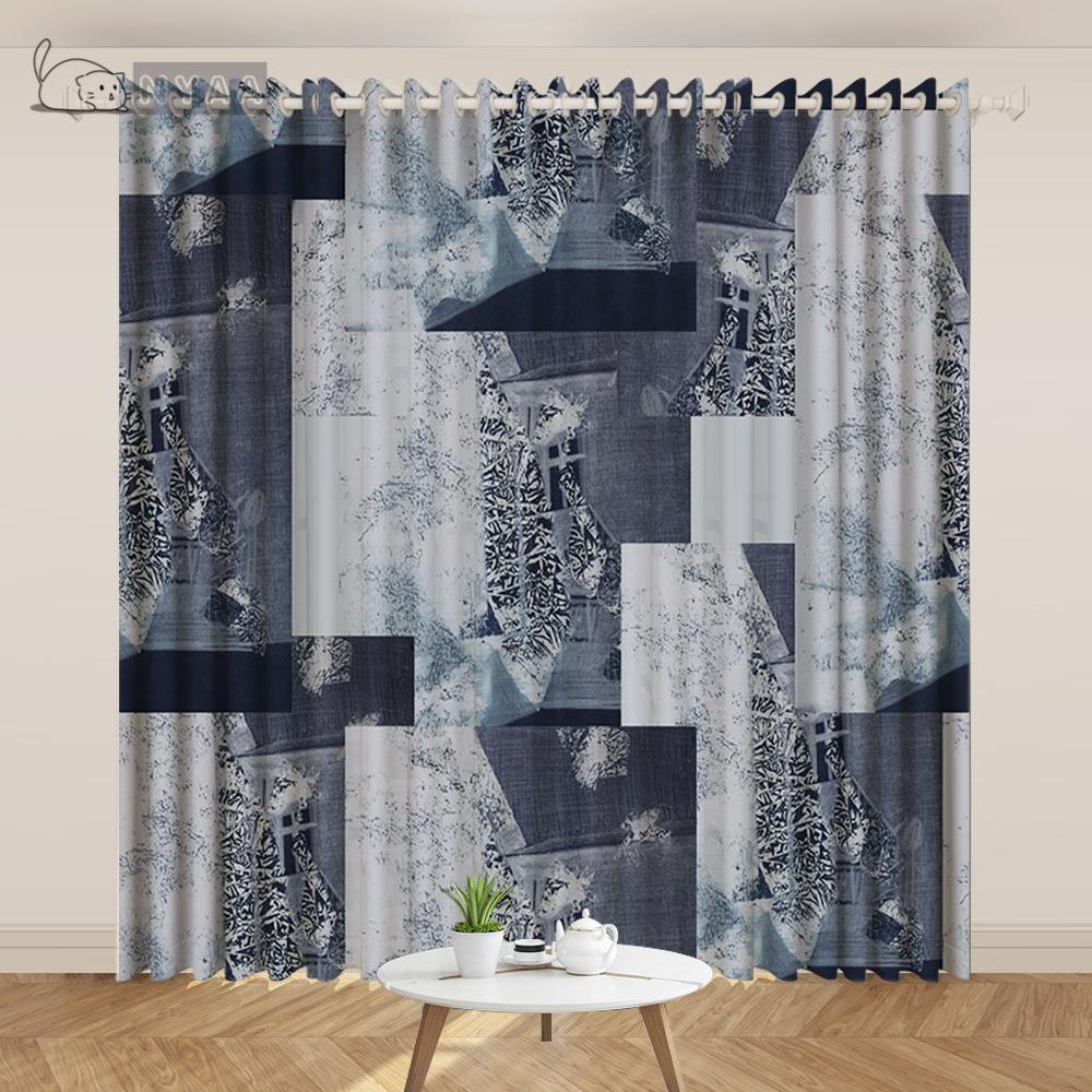 Postmodern Curtain Paint Watercolor Ink Lines Geometric Abstract Curtain Decoration Studio Minimalist Art Living Room Curtain