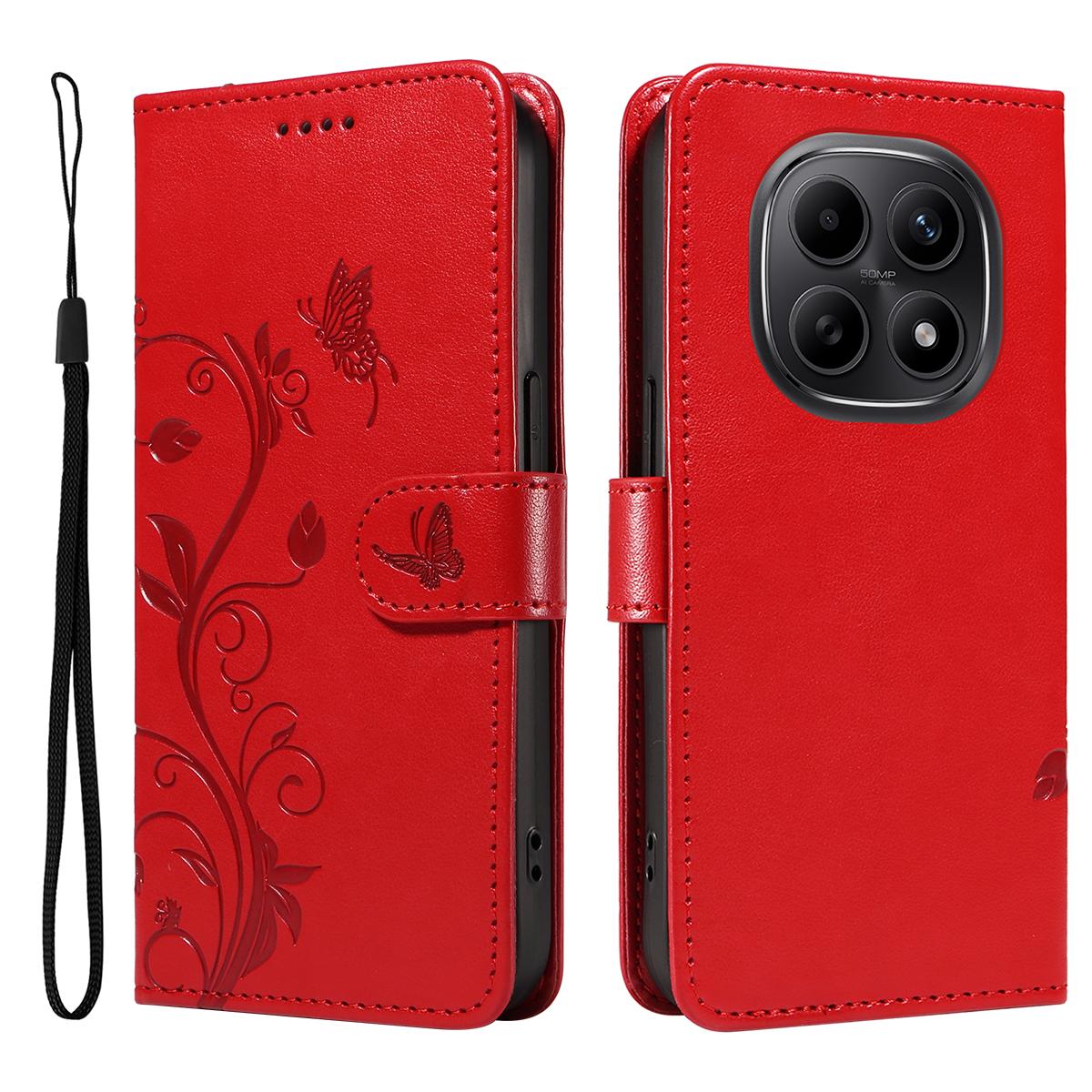 

Для Xiaomi Poco M8 5G/Redmi Note 15 5G (Глобальний)/15 4G (Глобальний) Чохли з ПУ шкіри з квітковим візерунком, гаманець-підставка, чохол для телефону з ремінцем