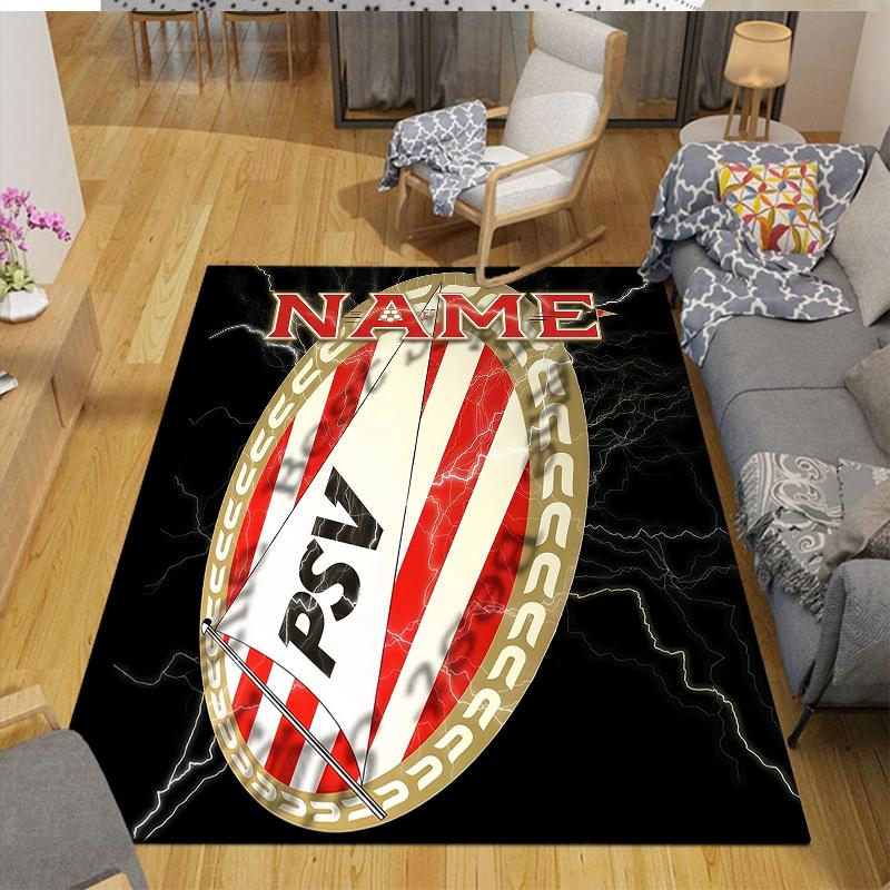 Custom Name,PSV Eindhoven Home Sofa Decoration for Living Room & Bedroom, Non‑Slip Play Flannel Floor Mat for Game Room
