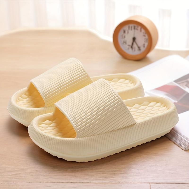 Women'S Summer Casual Home Slippers Soft Sole Solid Color Slippers Comfortable Open-Toe Bathroom Shoes