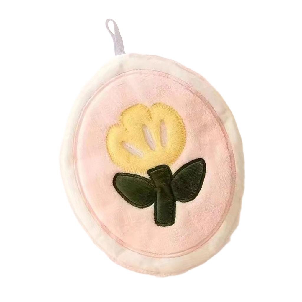 Gentle Plush Hand Towel Elegant Floral Design Quick Absorbing For Kitchen Bathroom Skin Friendly Hanging Loop Included