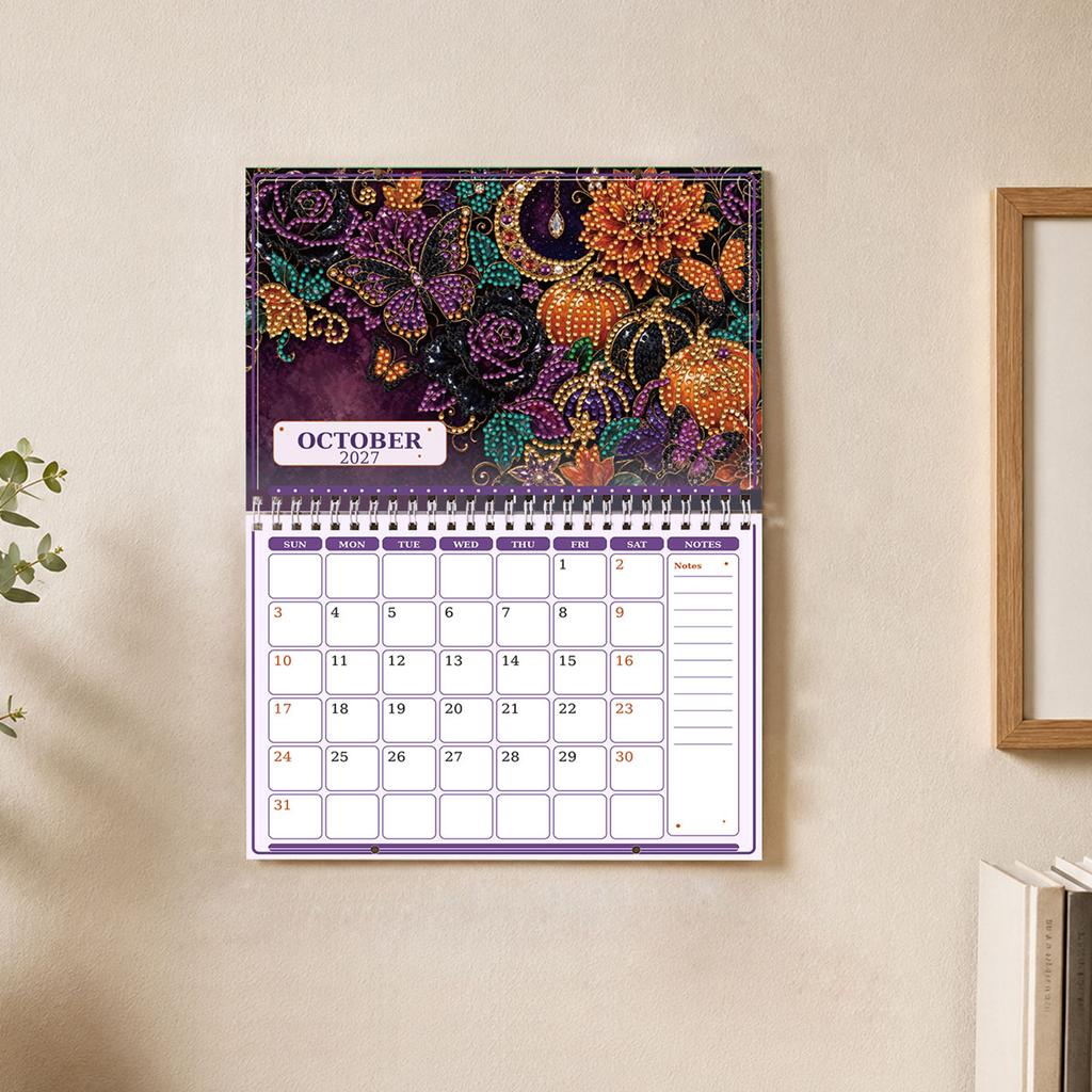2027 DIY Diamantmalerei Kalender für Erwachsene Blumen Diamantkunst Kalender Edelstein Malerei Kunst Wände Datum für Heim Büro Dekoration