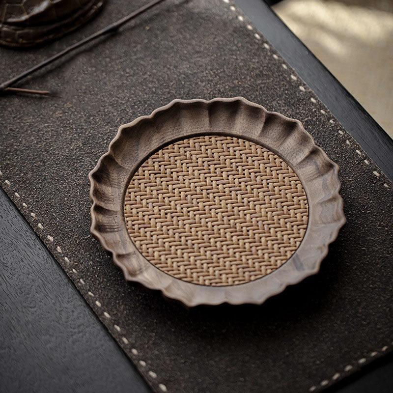 Natural Wood Lotus Leaf Tea Tray for Tea Ceremony Coaster Teapot Stand Home Tea ServingBuddha Zen Decor
