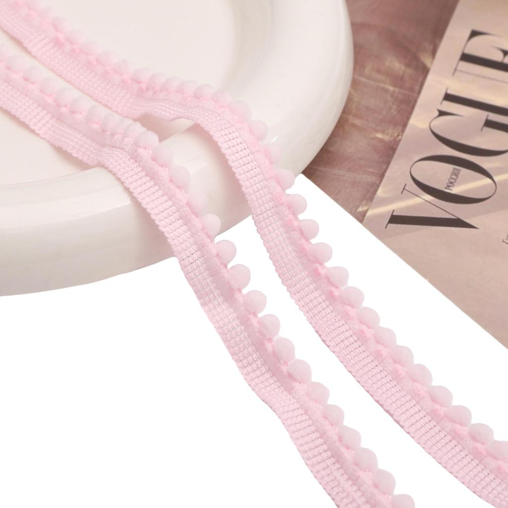 [5m] Kleine Fellbommelspitze 1cm Einfarbig Nicht-dehnbar Polyesterspitze DIY Rock Rucksack/Haaraccessoires Spitze