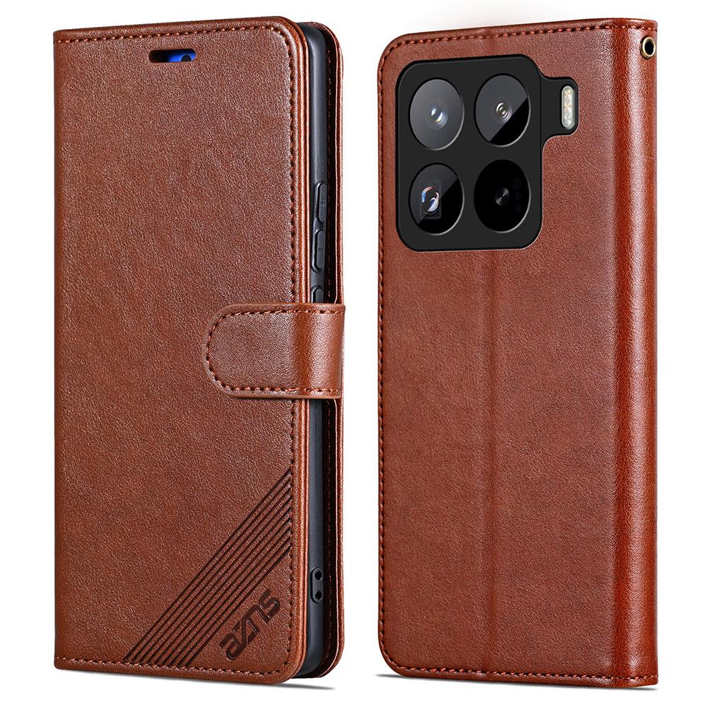 AZNS For Xiaomi 15 Pro Case Anti-Scratch PU Leather Stand Wallet Phone Cover B