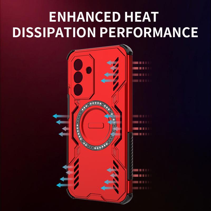 KEYSION Hollow Heat Dissipation Case for Samsung A17 5G Silicone+PC Magnetic Cooling Shockproof Phone Cover for Galaxy S25 FE 5G