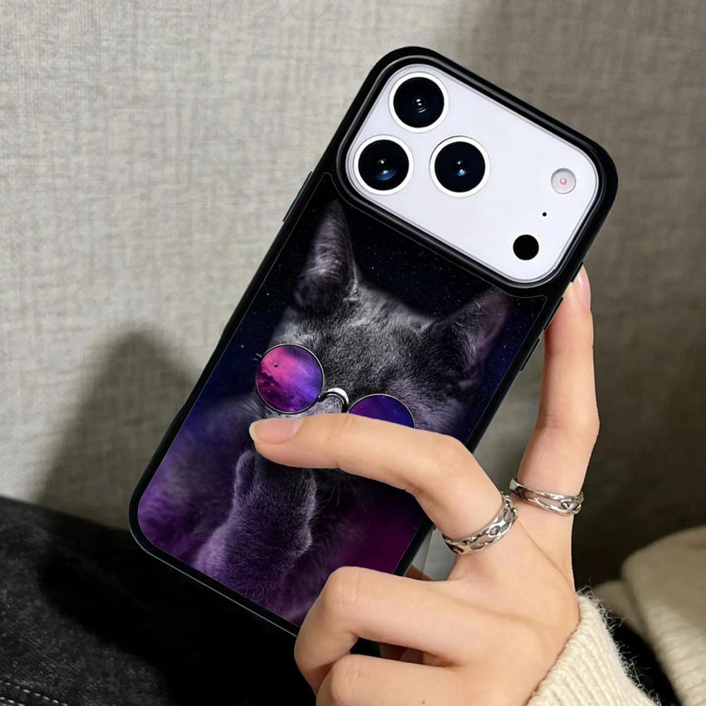 Capa Case for iPhone 17 Air 16 Pro Max 15 Plus 11 13 Mini 14 12 Back Phone Cover Cool Animal Cat