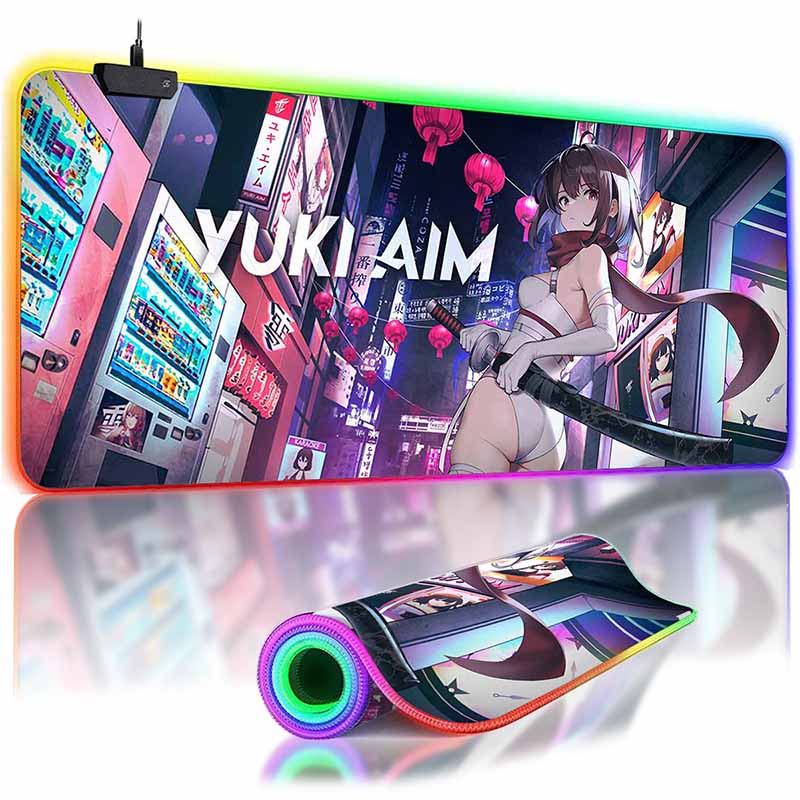 Anime Mask Girl Mouse Pad Yuki Aim Large Mouse Mat E-Sports Gamer Desk Pads Non-Slip Rubber Premium Mouse Pad XXL Keyboard Mats