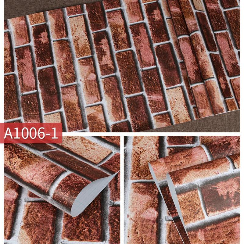 Retro Cegła i Kwiatowy Samoprzylepna Wodoodporna Tapeta Peel & Stick Dekoracja Ścienna Biurko i Meble DIY Zdejmowane Naklejki