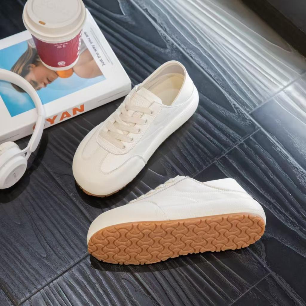 Leather women's autumn new leather sports and leisure shoes versatile platform white shoes two wear board shoes
