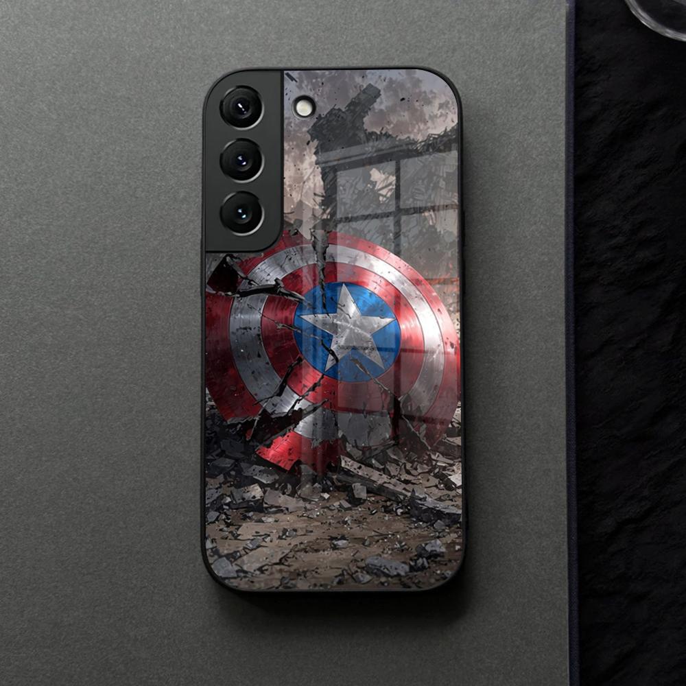 Captain America Phone Case Glass For Samsung Galaxy S21 S26 S25 S22 S20 S24 S23 Ultra Fe Plus A16 A34 A54 A24 Coque