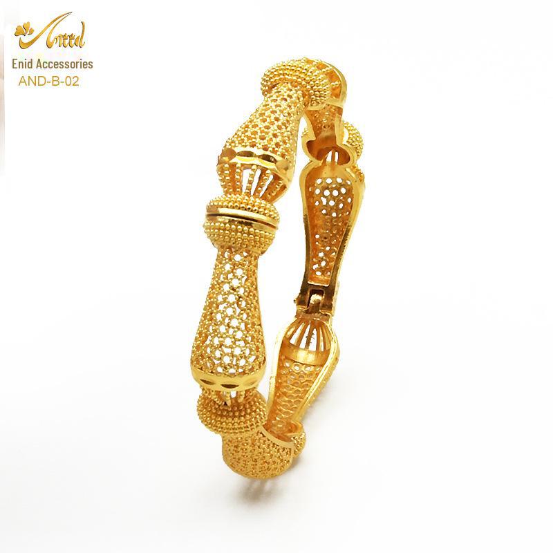 Alloy Spring Indian Gold-Plated Hollow Jewelry Set: Women's Bracelet Ring Bridal Accessories