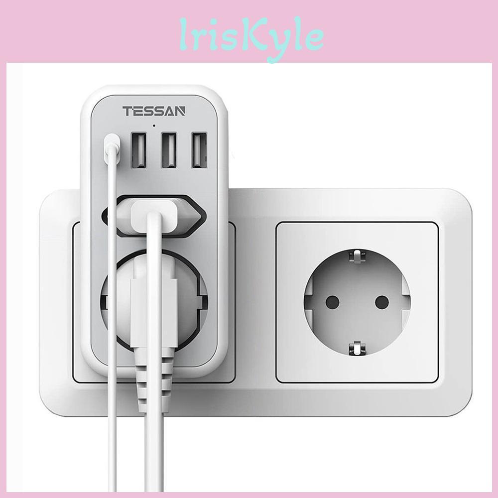 Eu Tessan Strip Vertikal Strømplugg Flere Utganger Forlenger Med USB-porter Type C Vegguttak Adapter Lader For Hjemreiser