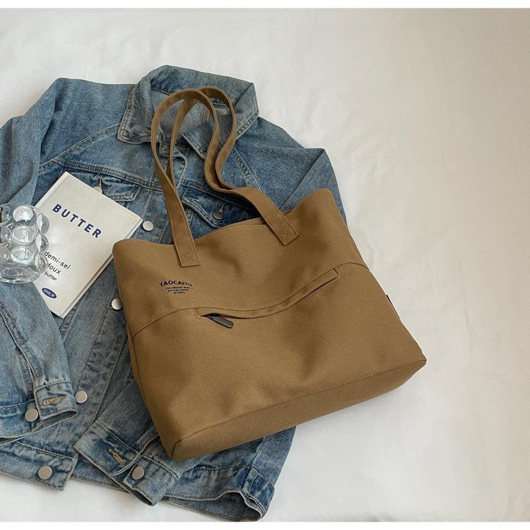 

Вместительная сумка-тоут, литературная молодежная сумка через плечо, универсальная холщовая сумка-тоут, сумка для занятий для студенток колледжа, женская сумка хаки