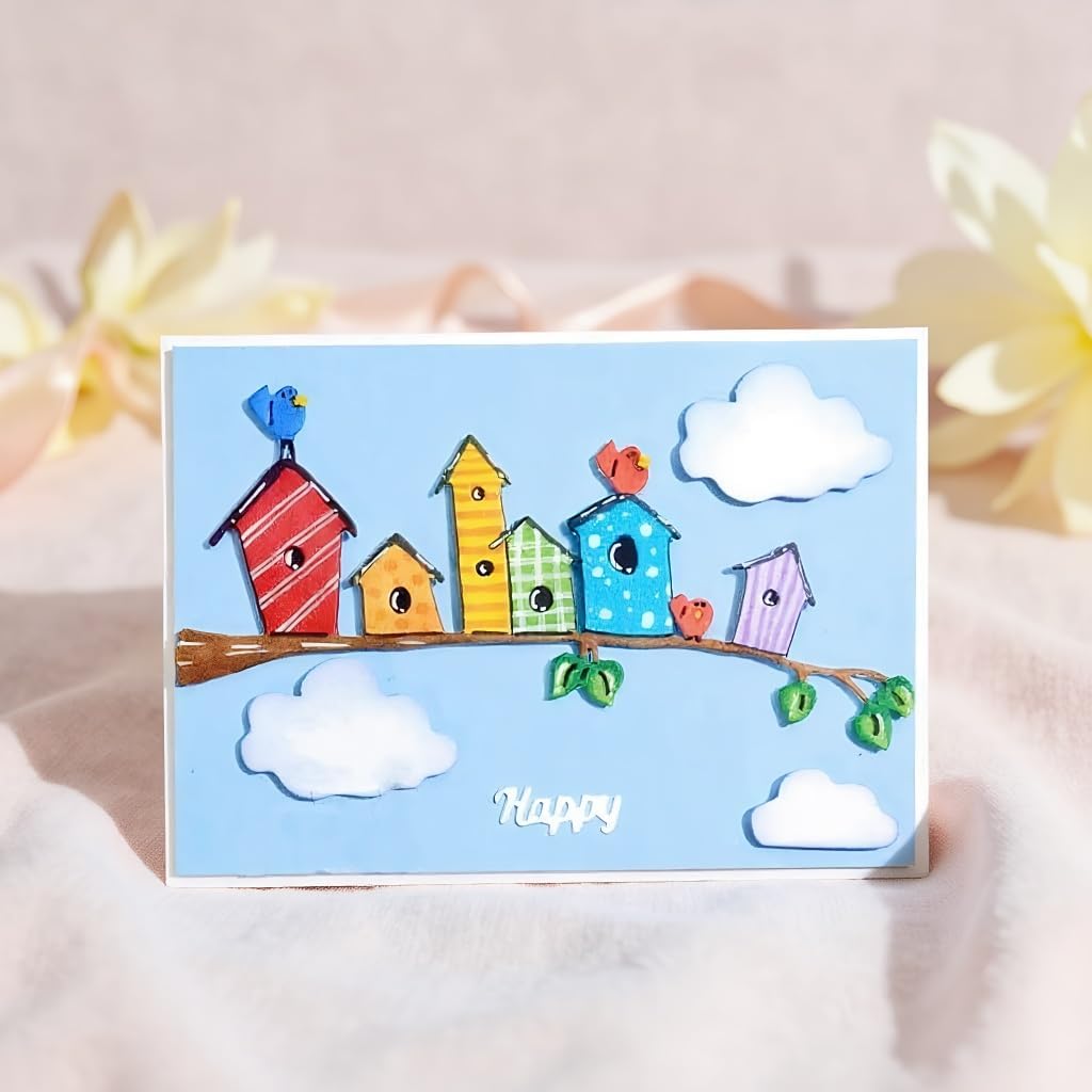 

Cartoon Small houses on the treetops Cutting Die, Paper Die Cuts, Cutting Dies for Card Making, Metal Die Cut Stencil for DIY Crafts dies