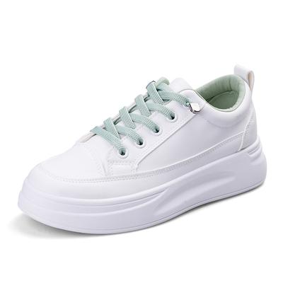 Fashion Women's Platform Sneakers PU Leather Height Increase Casual Shoes Ladies Lace-up Flats Board Shoes Zapatillas De Deporte